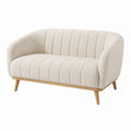 Canapé 2 places en tissu bouclette écru avec pieds en bois, style scandinave, de la marque Narqevix, visible en image