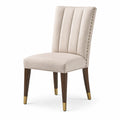 Chaise de salle à manger en tissu beige, style contemporain, capitonnée, dimensions 52x62x98 cm, par Narqevix.